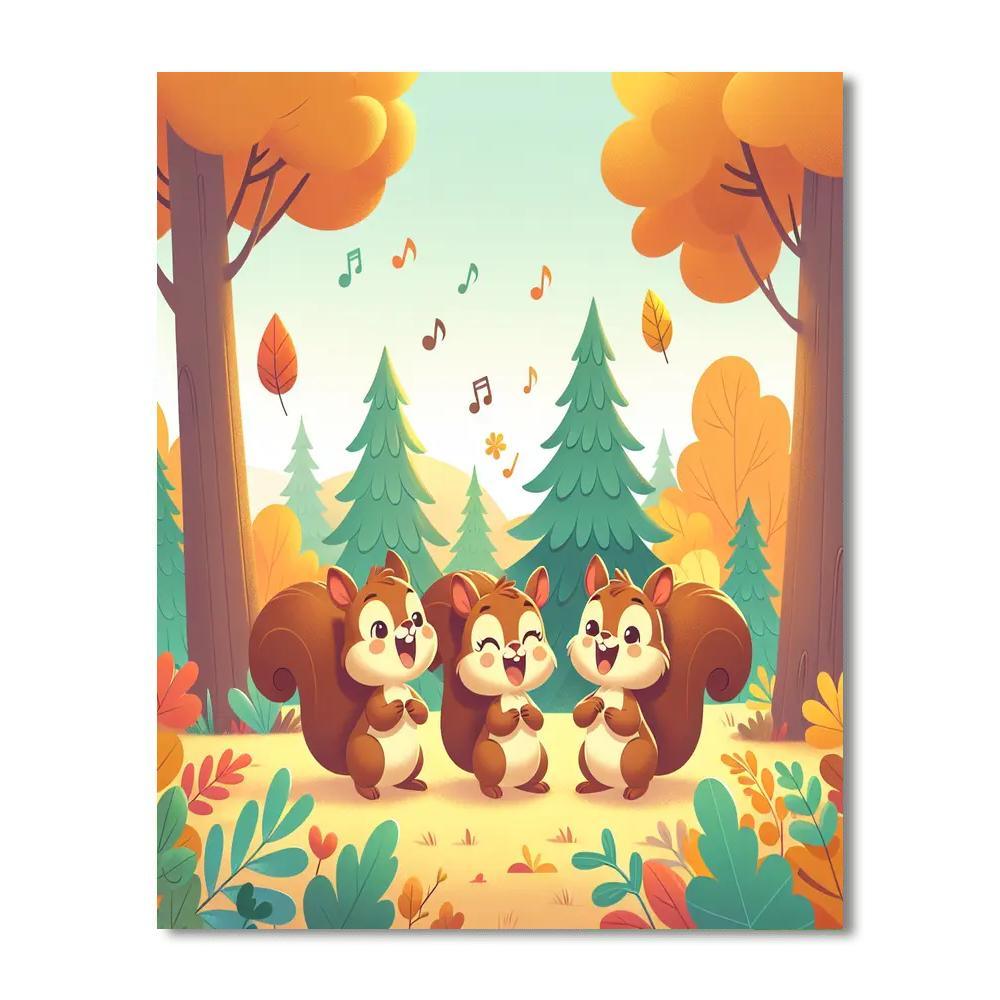 Singing Squirrels Paint By Numbers Art