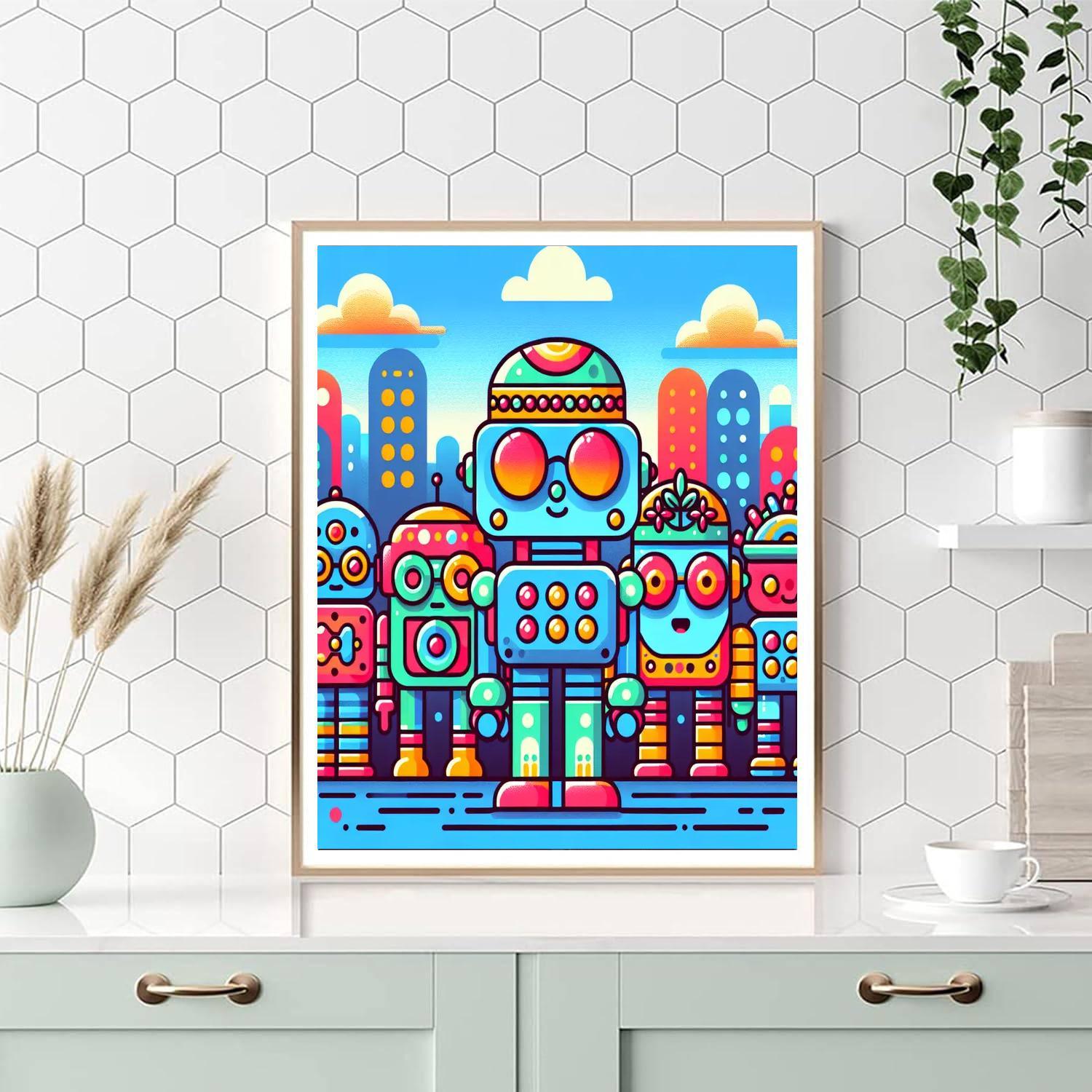 Radiant Robot Friends Numbered Painting Kits