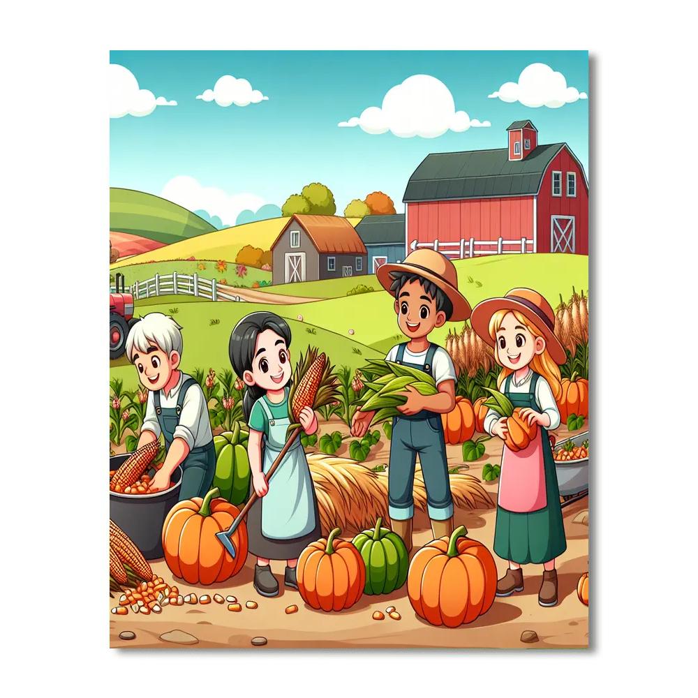 Farm Harvest Time Paint By Numbers Art