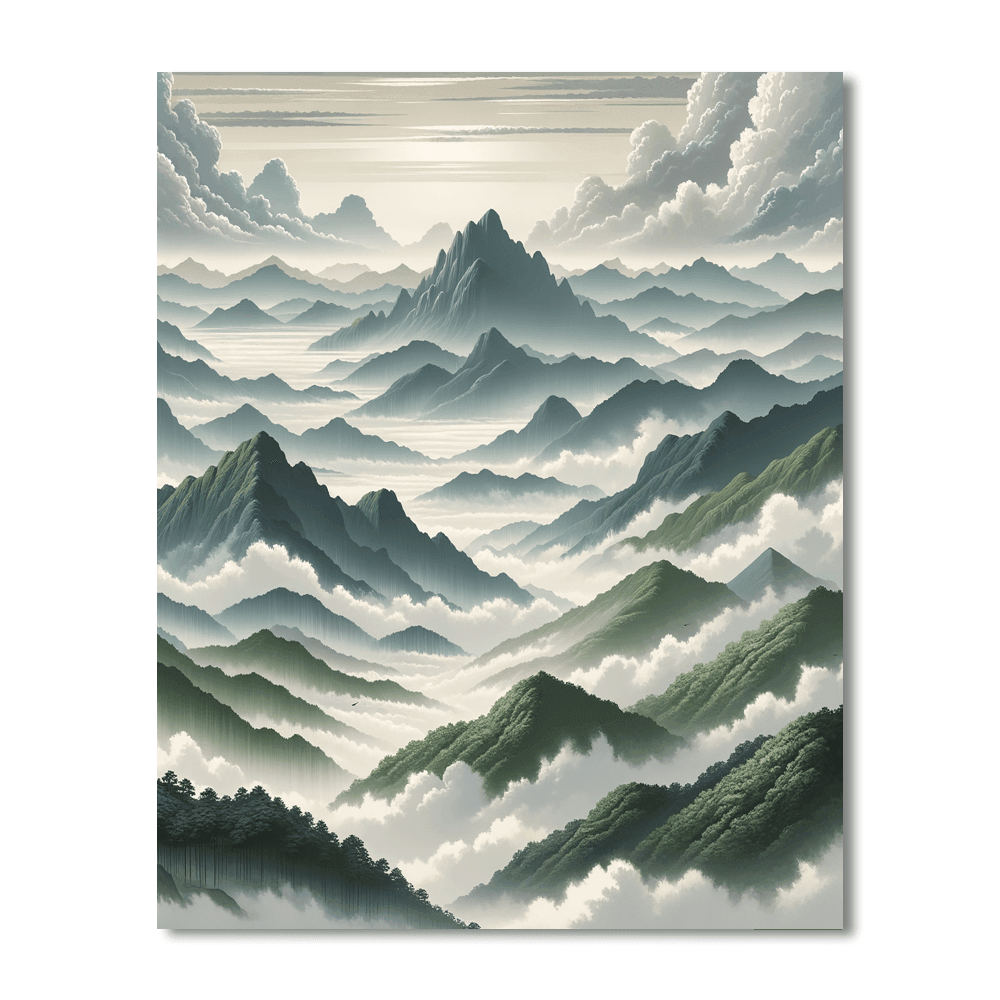 Misty Mountain Escape Painting Number Kit