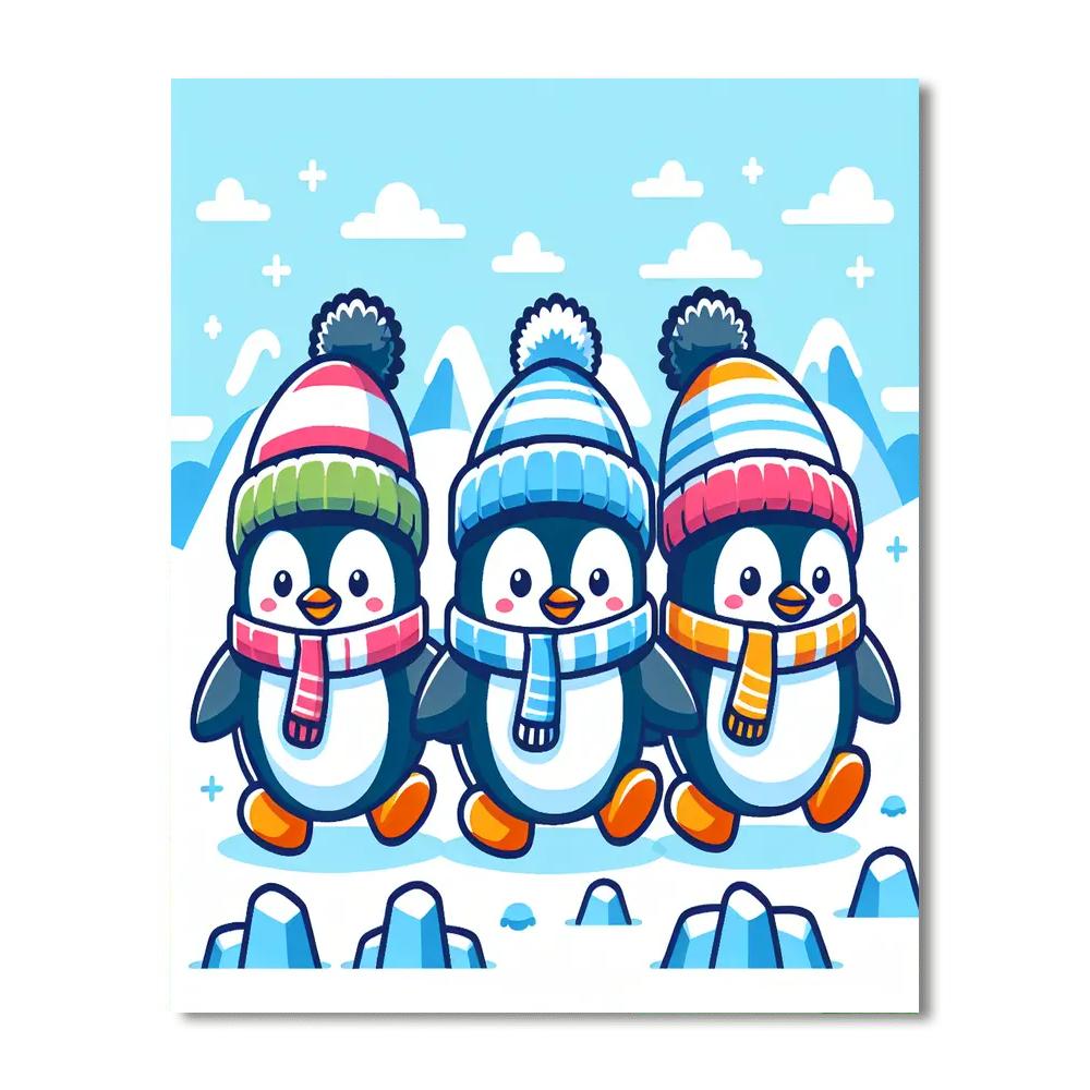 Lively Penguin Parade Numbered Painting Kits