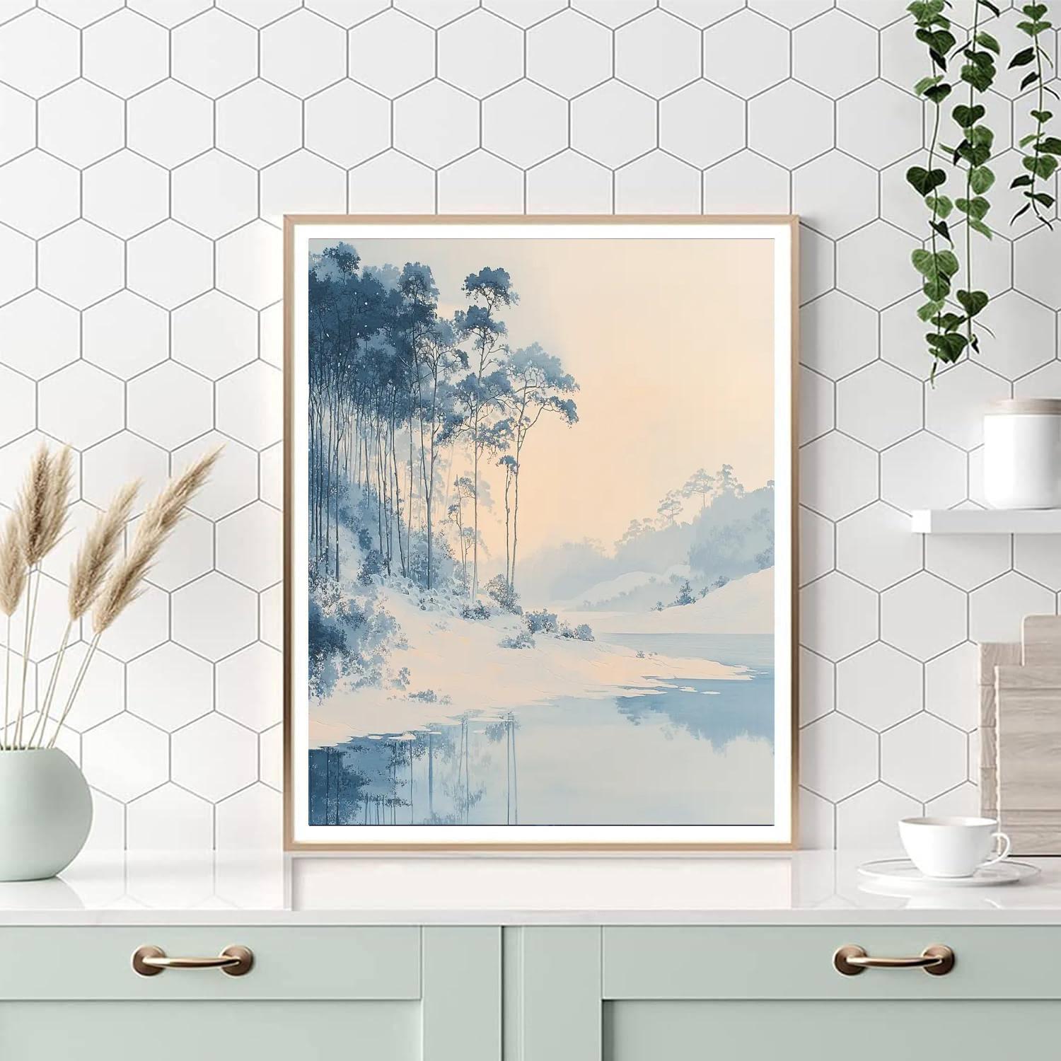 Utagawa Hiroshige Inspired Embrace Of Winter Light  Number Painting