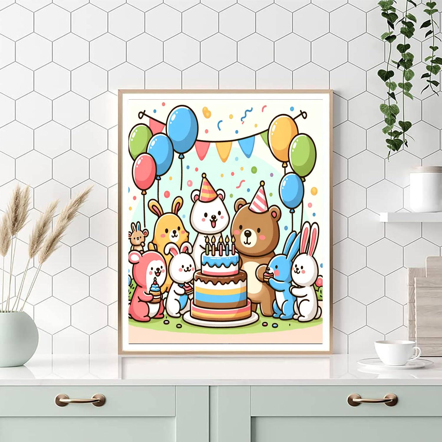 Silly Animal Birthday Bash Paint By Numbers Art