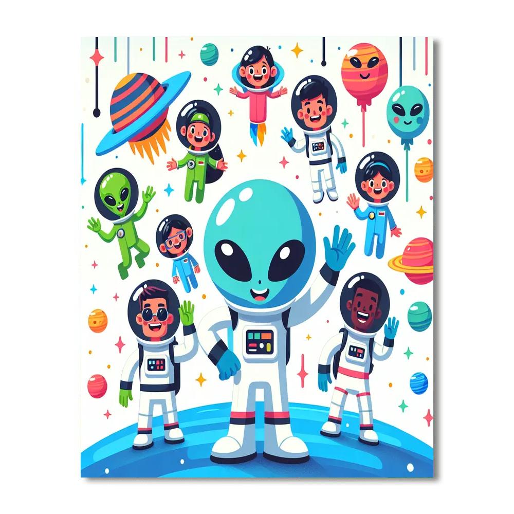 Awesome Outer Space Pals Paint By Numbers Art