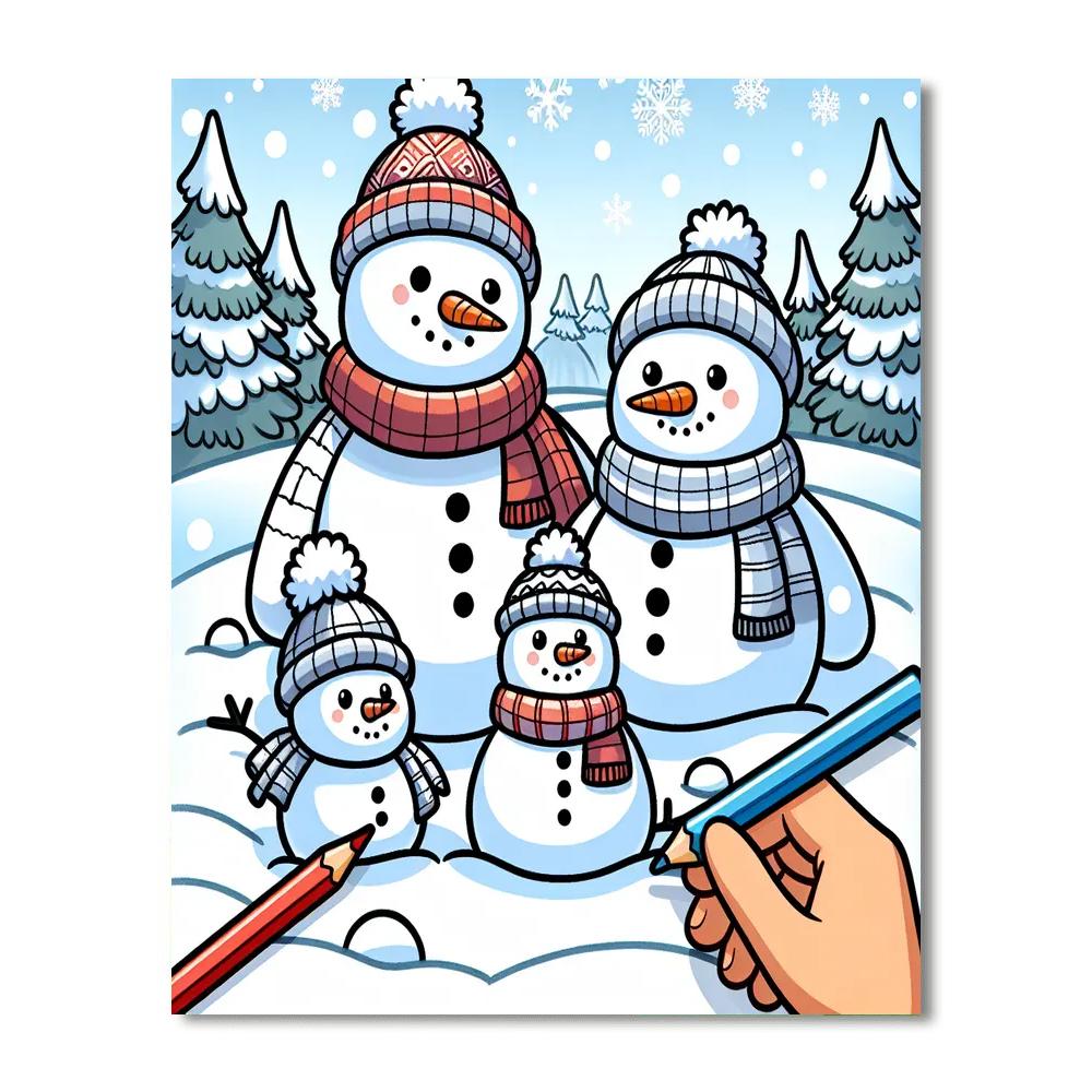 Bubbly Snowman Family Paint By Color