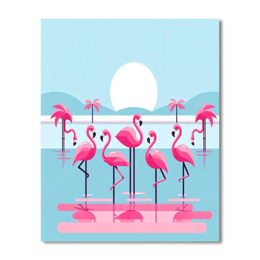Fiery Flamingos Paint By Numbers Art