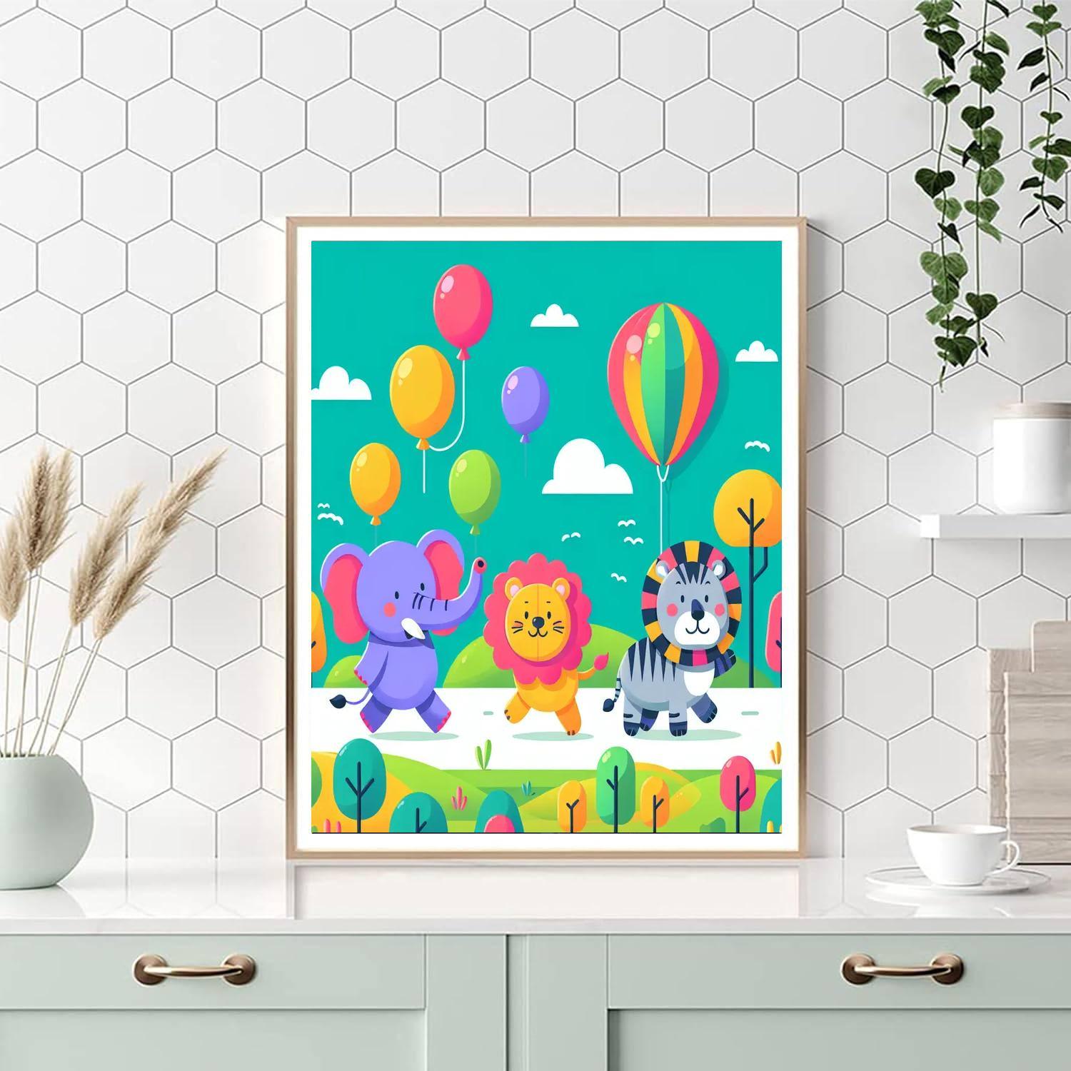 Rainbow Animal Parade Painting Number Kit