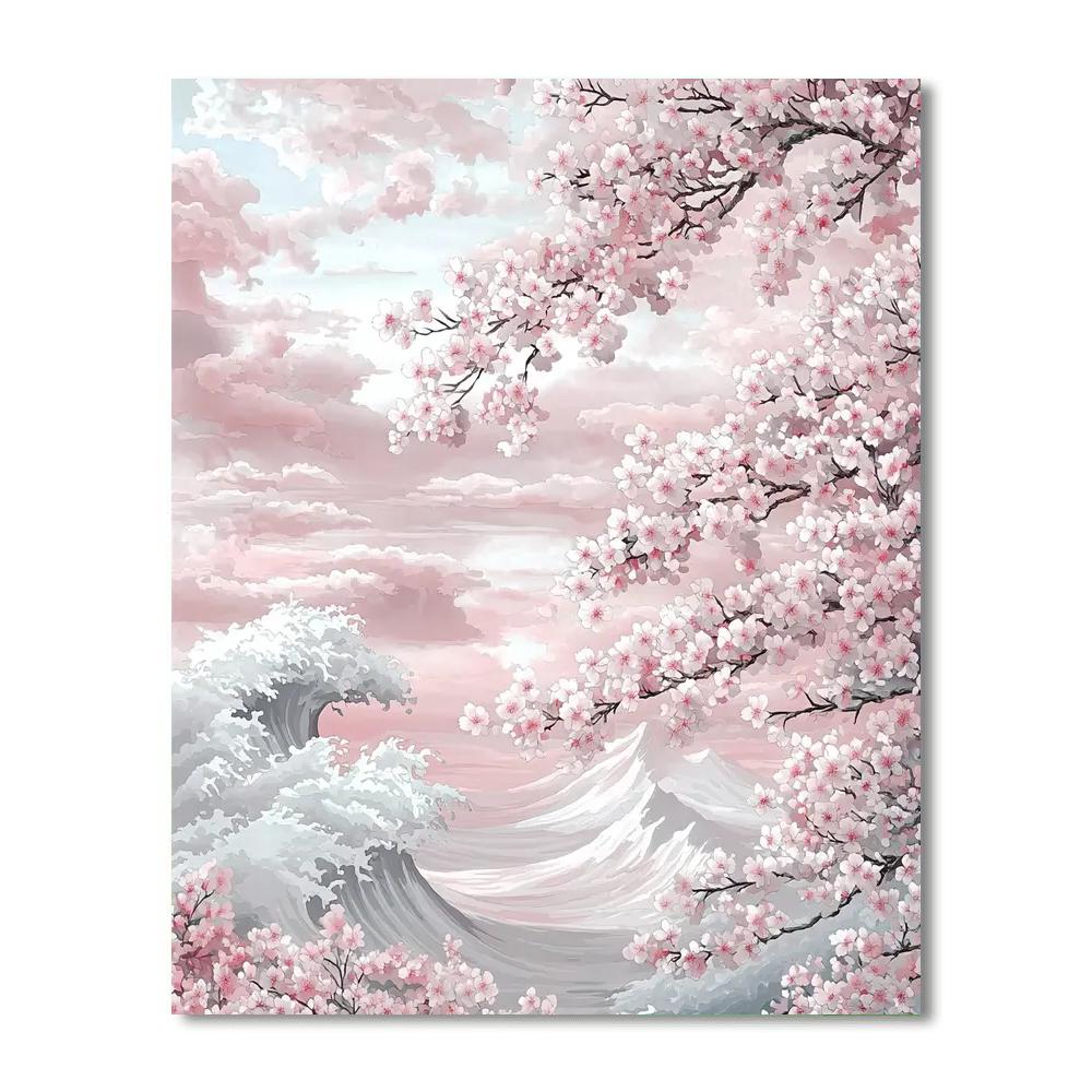 Hokusai Inspired Japanese Cherry Blossoms  Paint By Numbers
