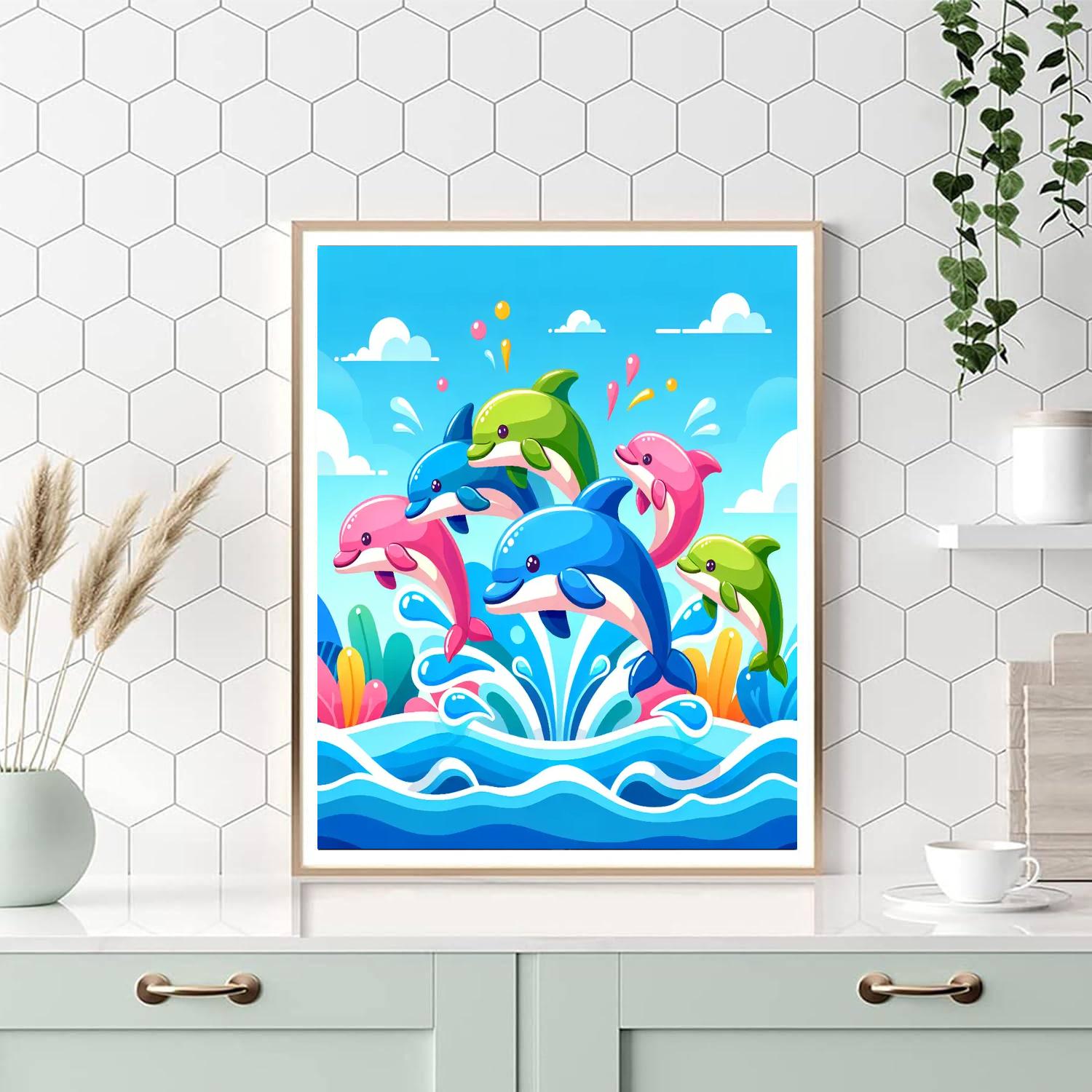 Dancing Dolphin Show Paint By Numbers Art