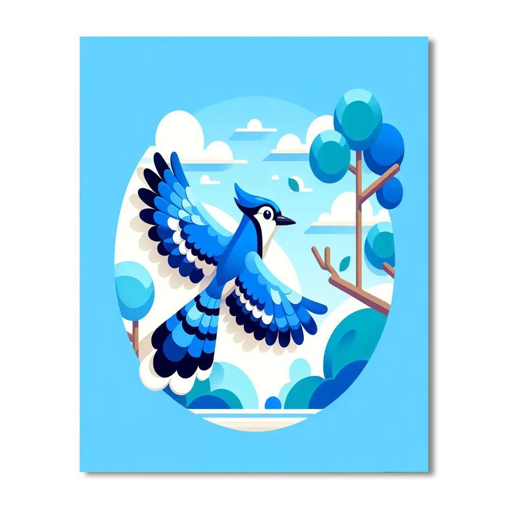 Brilliant Blue Jay Numbered Painting Kits