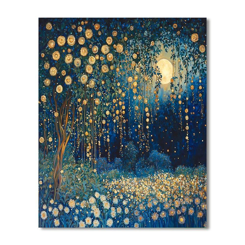 Gustav Klimt Inspired Midnight Garden Serenade  Paint By Color