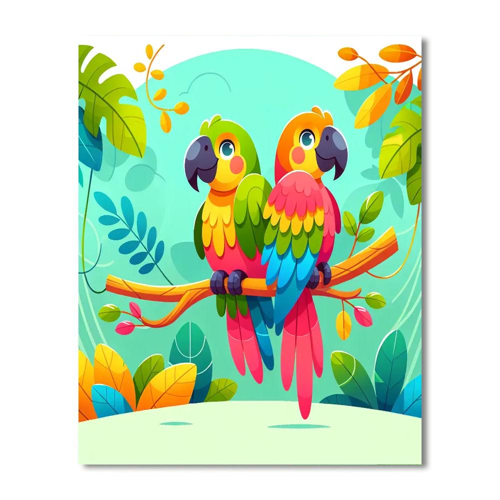 Playful Parrot Adventure Paint By Numbers Art