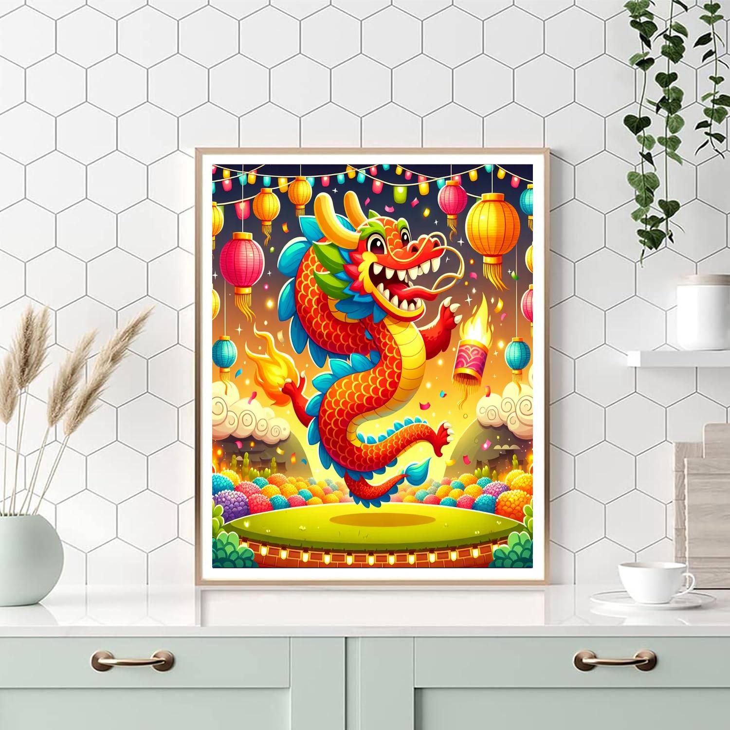 Dazzling Dragon Dance Numbered Painting Kits