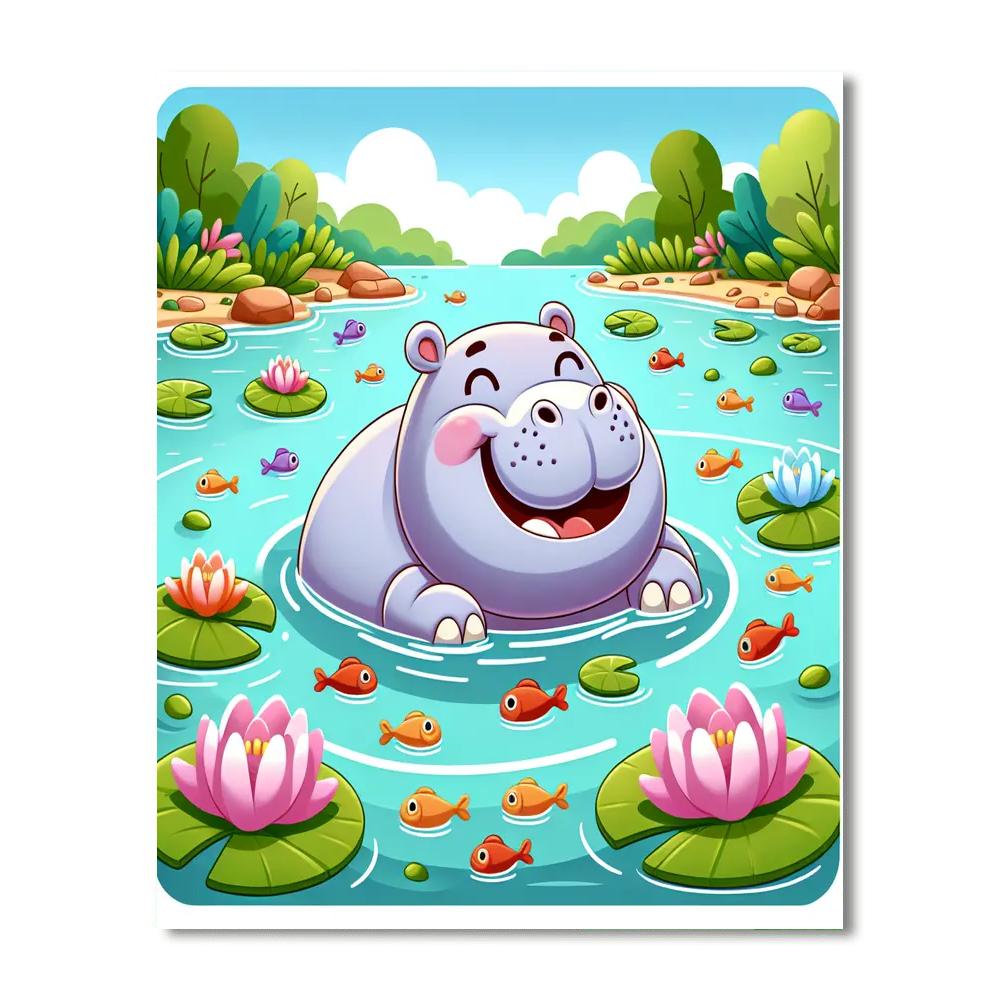 Joyful Hippo Numbered Painting Kits
