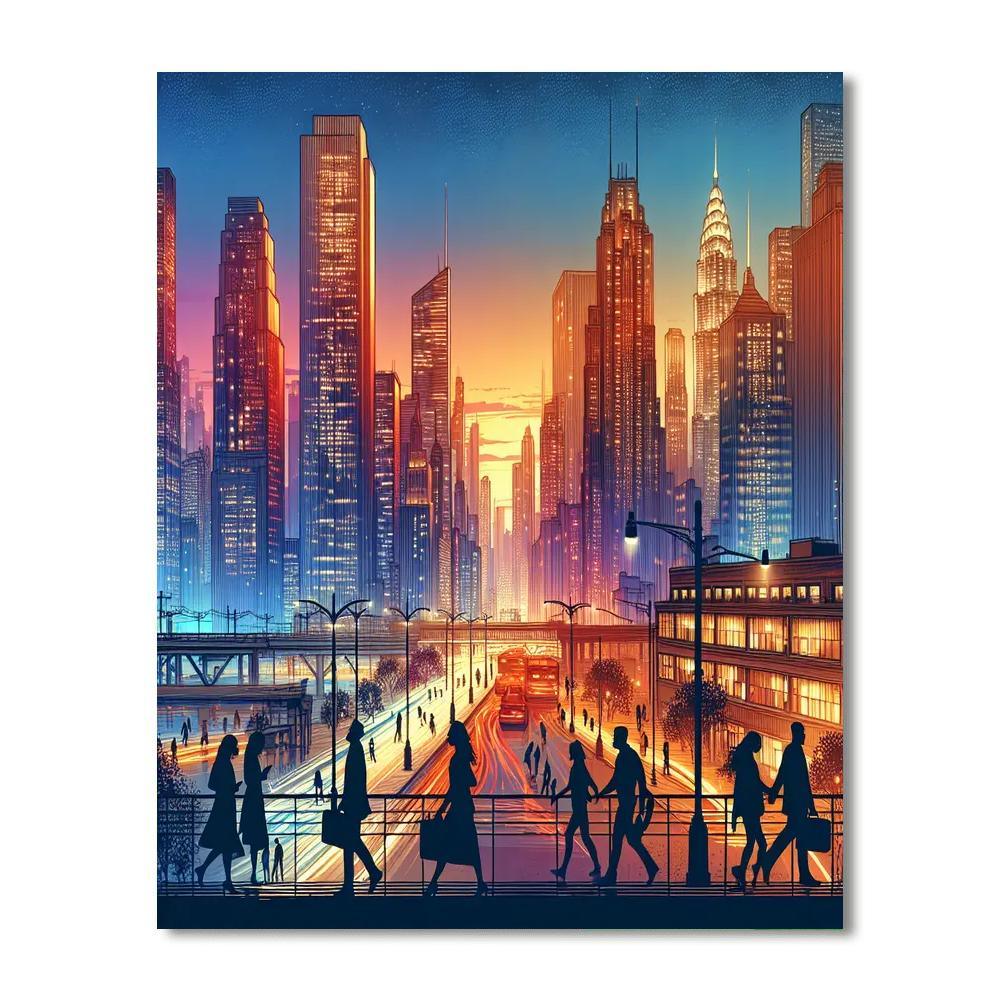 Elegant Cityscape Dusk DIY Paint By Numbers