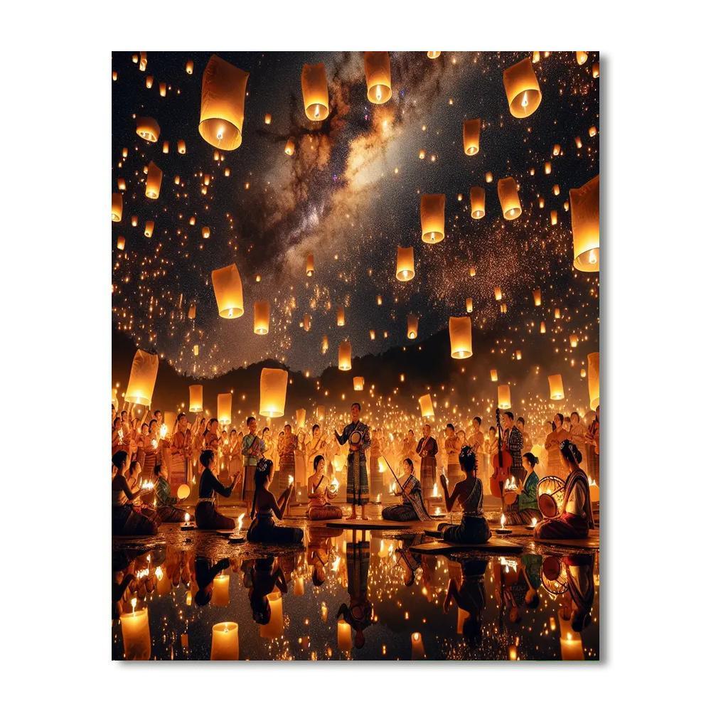 Yee Peng Lantern Festival - Chiang Mai Painting By Numbers Kit