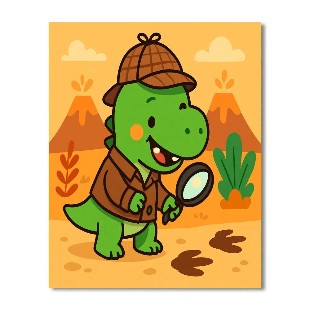 Daring Dinosaur Detective Paint By Numbers Art