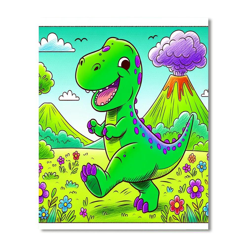 Happy Dinosaur Buddy DIY Paint By Numbers