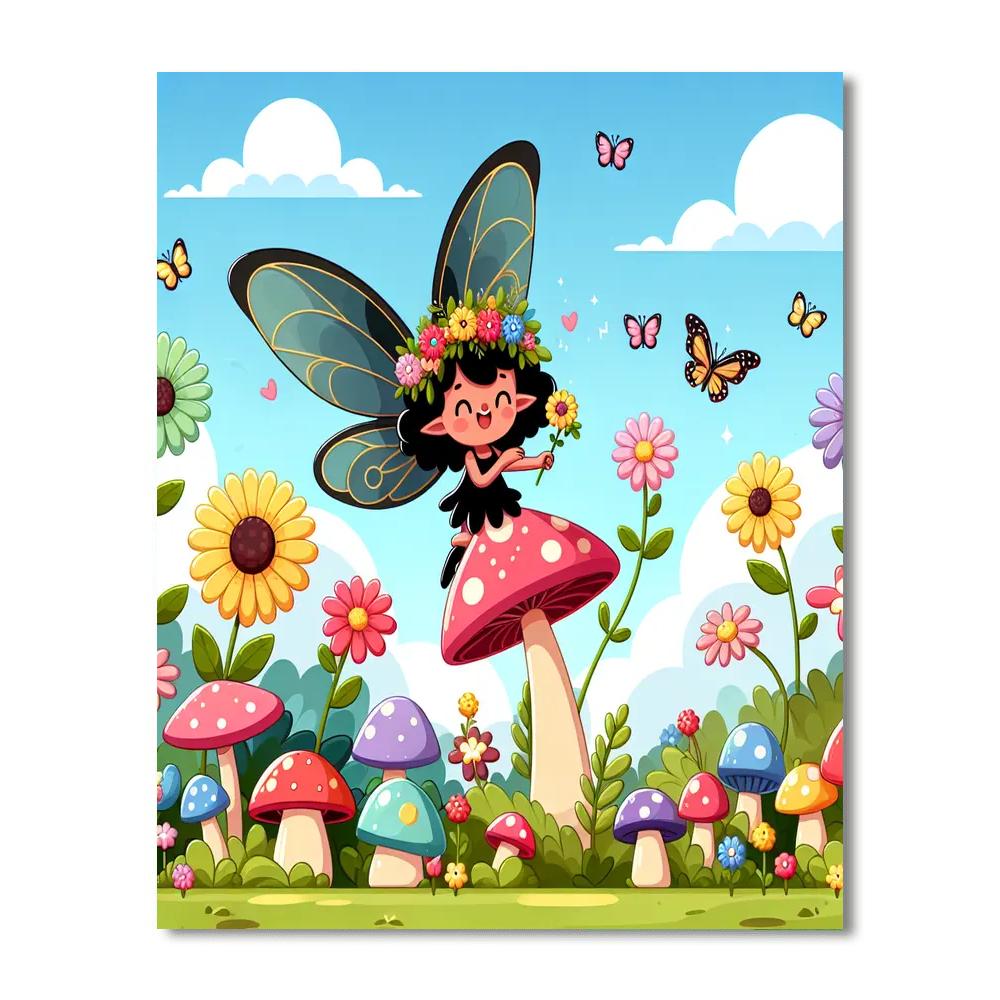 Cheerful Fairy Garden Painting Number Kit