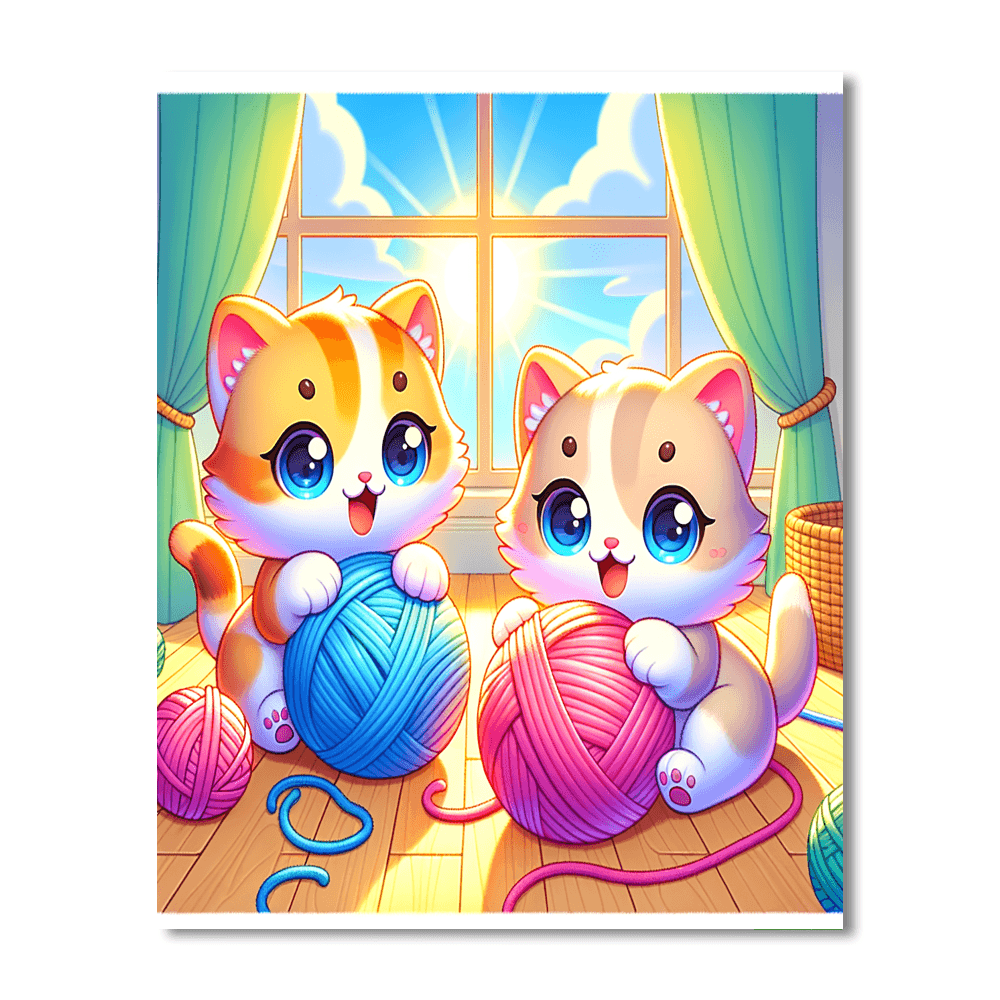Adorable Kitten Playground Numbered Painting Kits