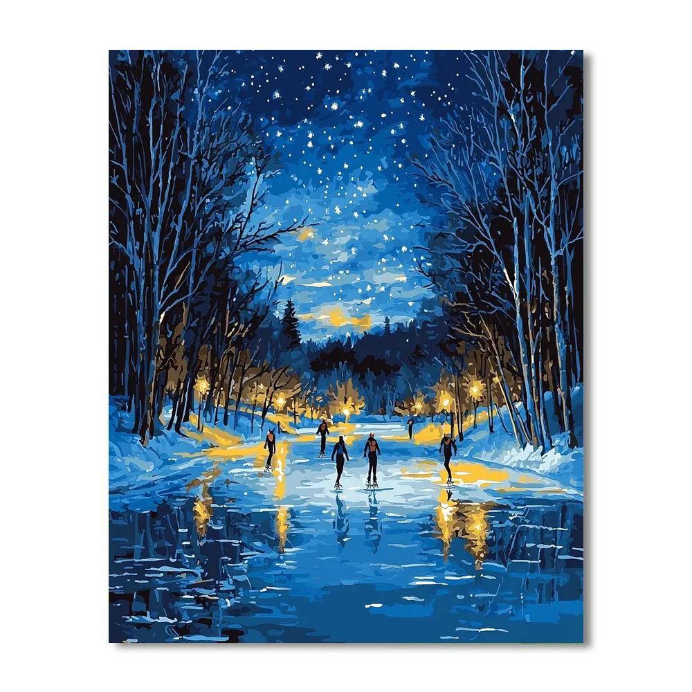 Caspar David Friedrich Inspired Night Skaters  Paint By Numbers