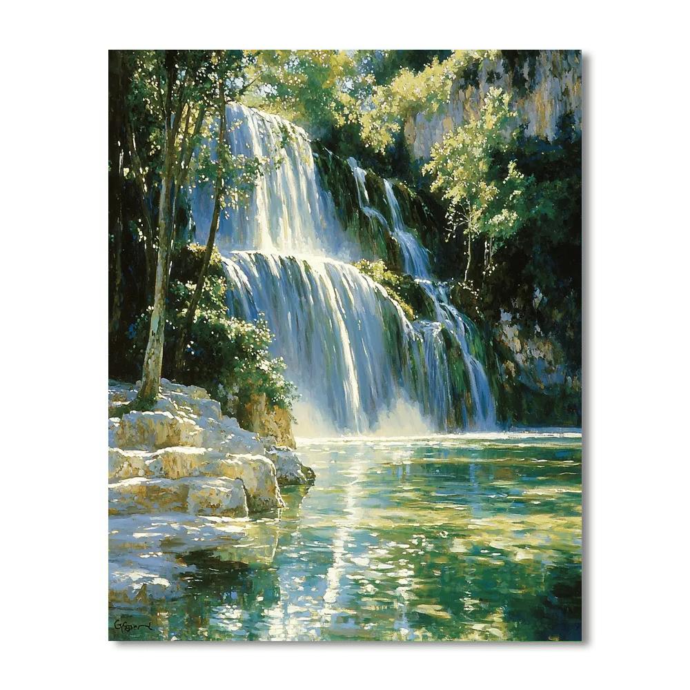 John Singer Sargent Inspired Glistening Waterfall Harmony  Paint By Numbers