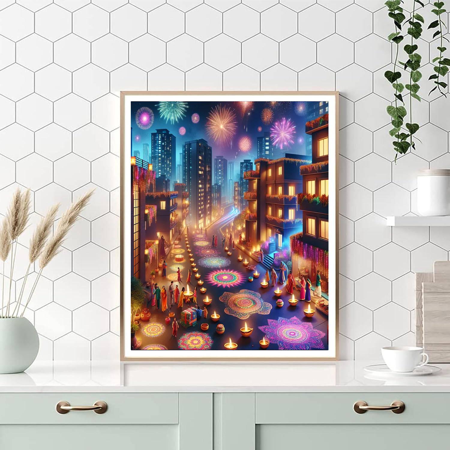 Diwali Festival Of Lights - New Delhi DIY Paint By Numbers