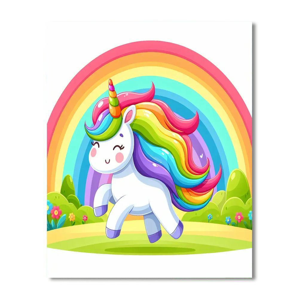 Unicorn's Rainbow Adventure Paint By Numbers Art