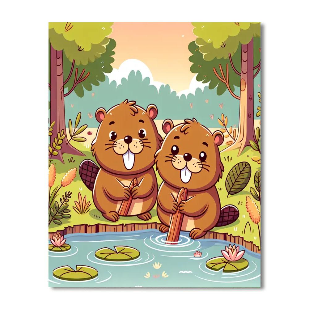 Bubbling Beavers Number Painting