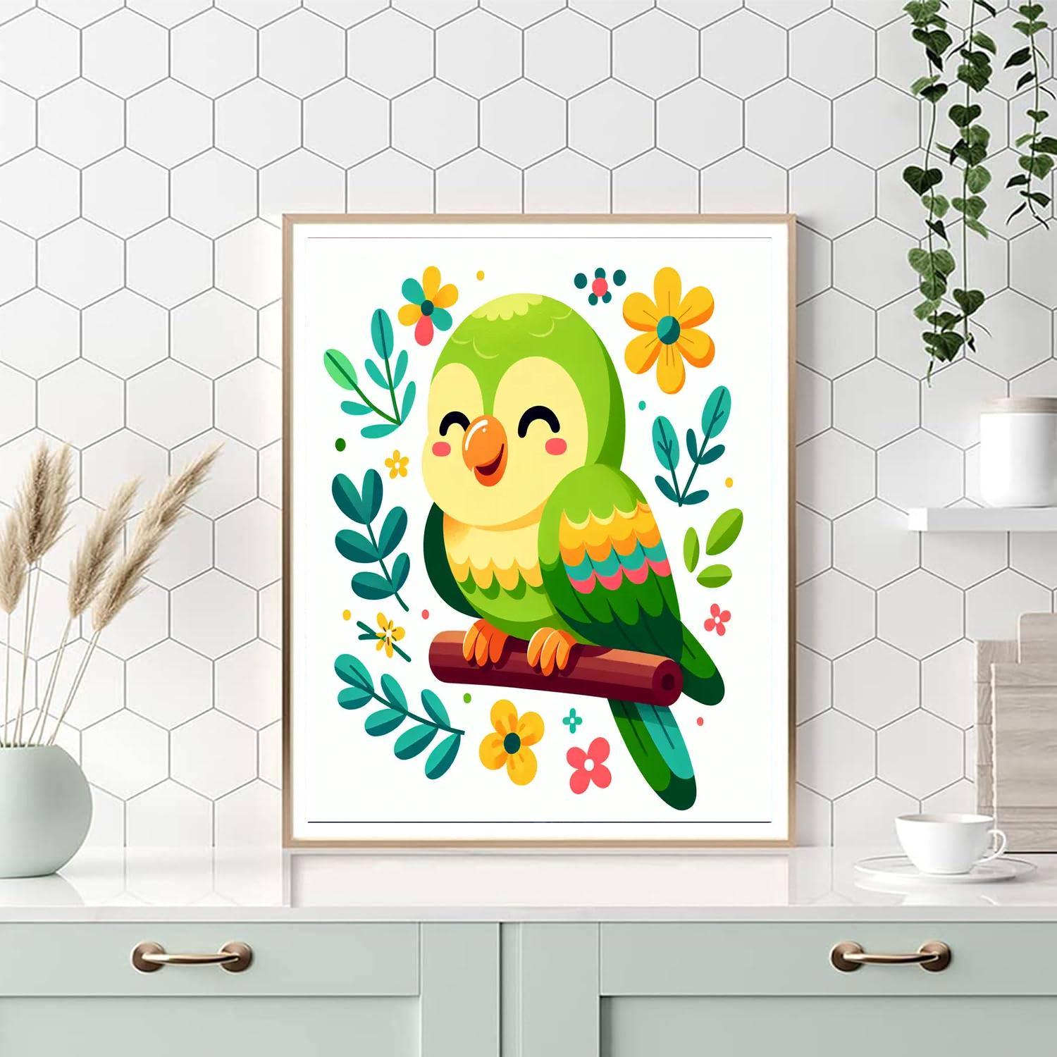 Playful Parakeet DIY Paint By Numbers