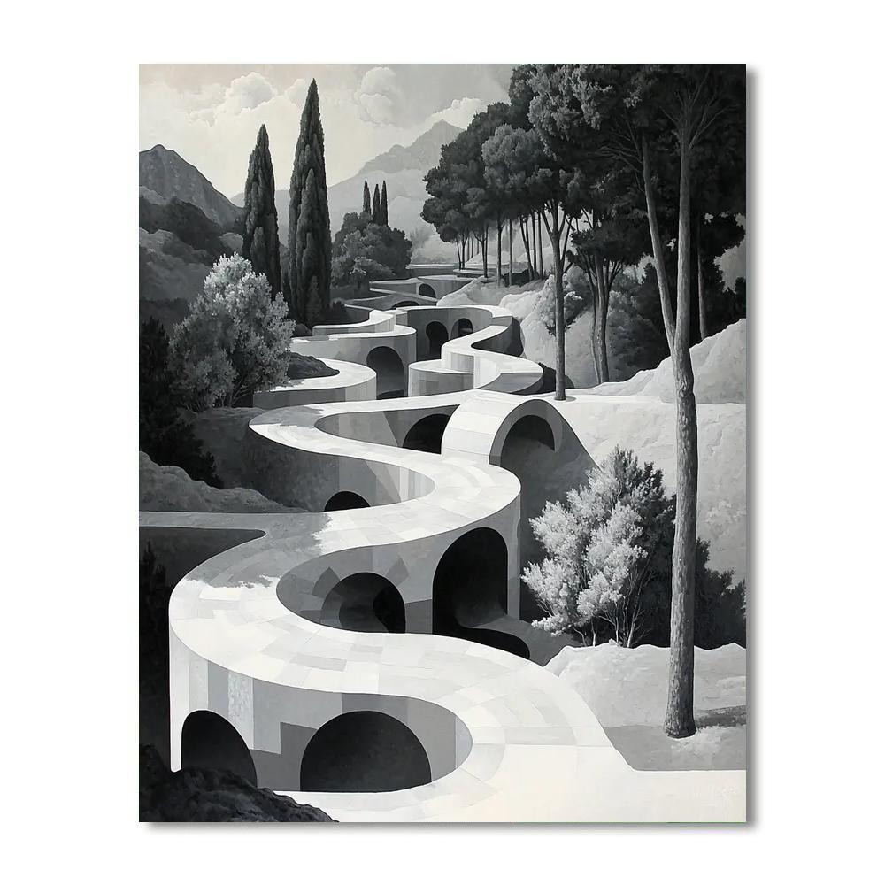 M.C. Escher Inspired Paradoxical Landscapes  Paint By Number
