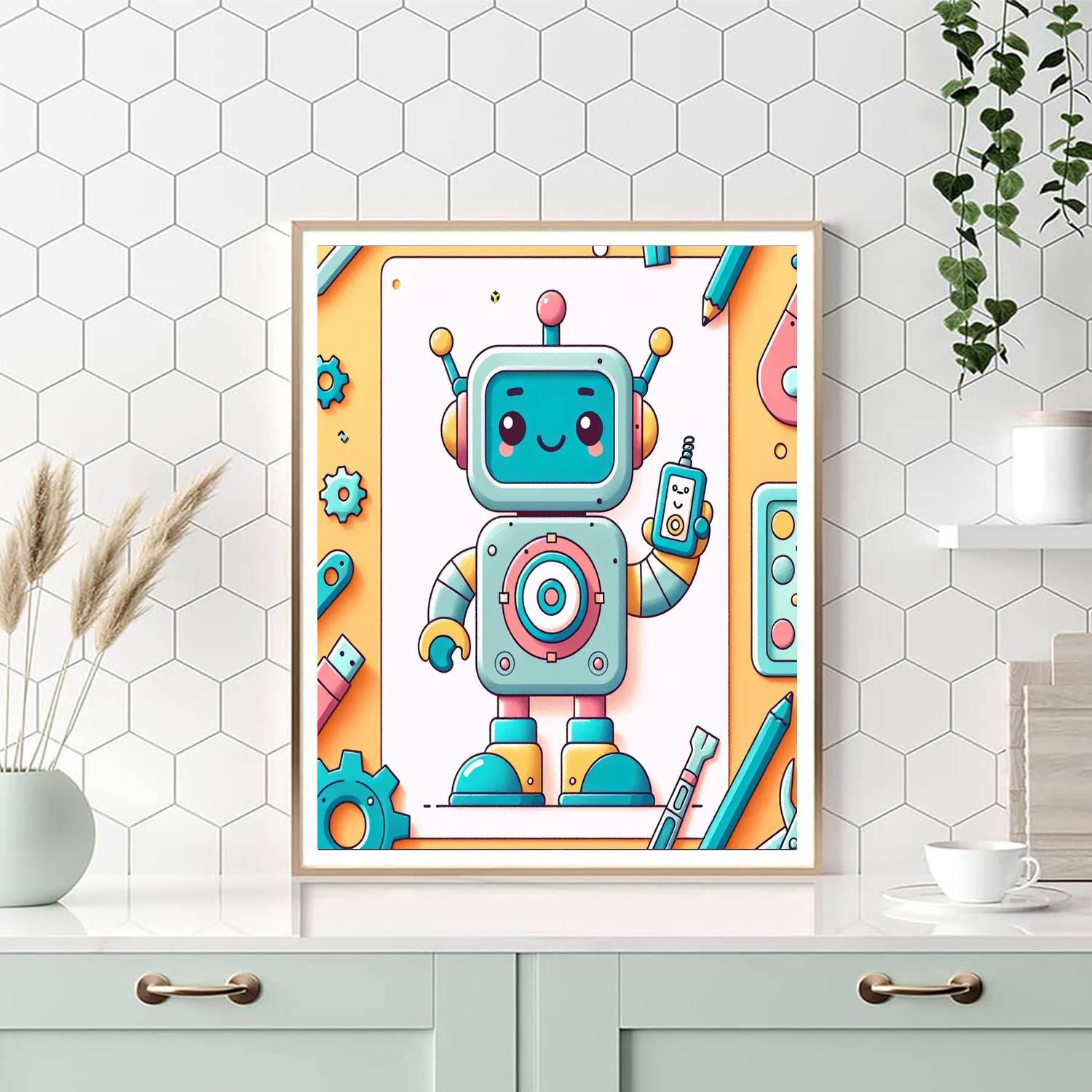 Cute Robot Buddy Paint By Color