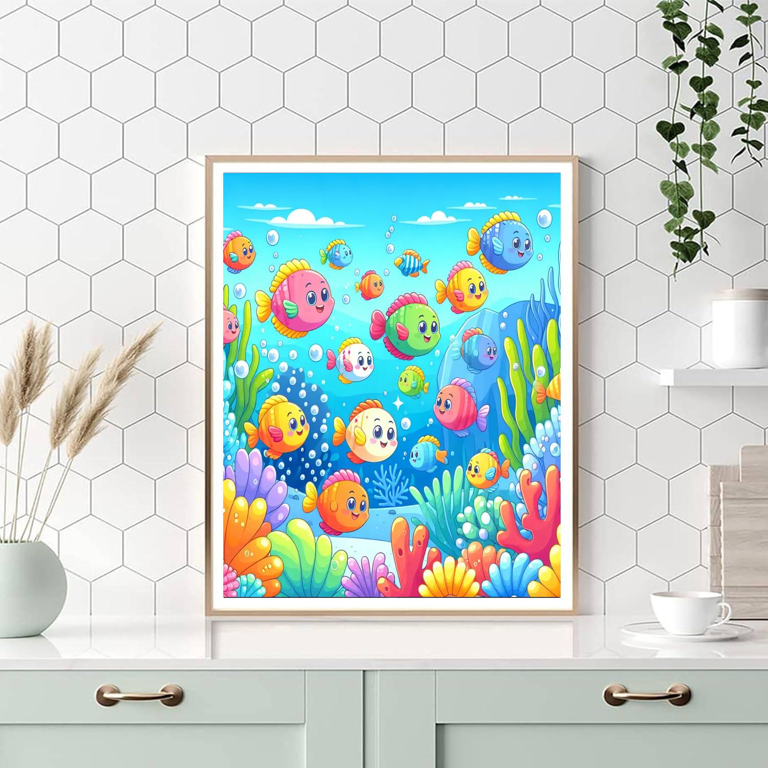 Funky Fish Parade Paint By Numbers Art