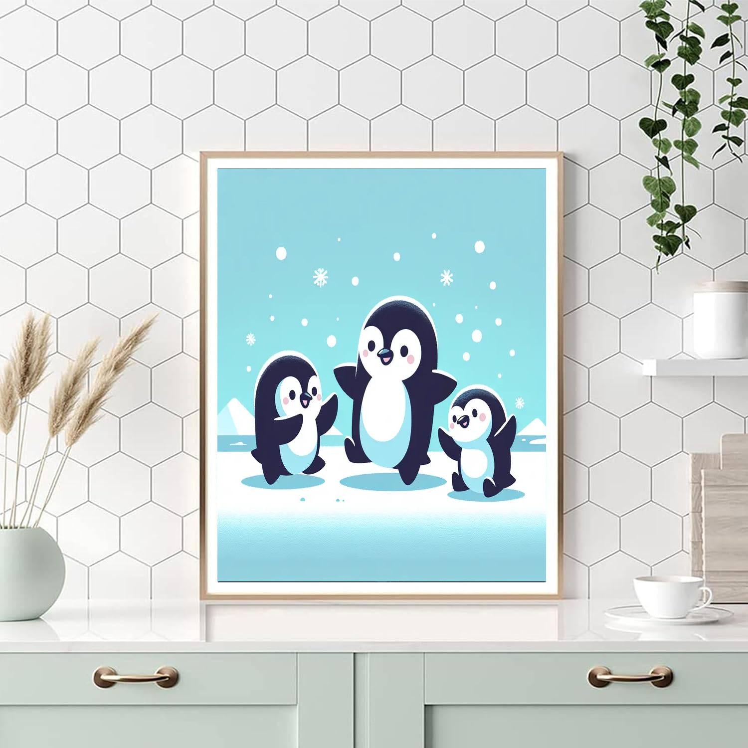 Petite Penguins' Playground Paint By Numbers Art