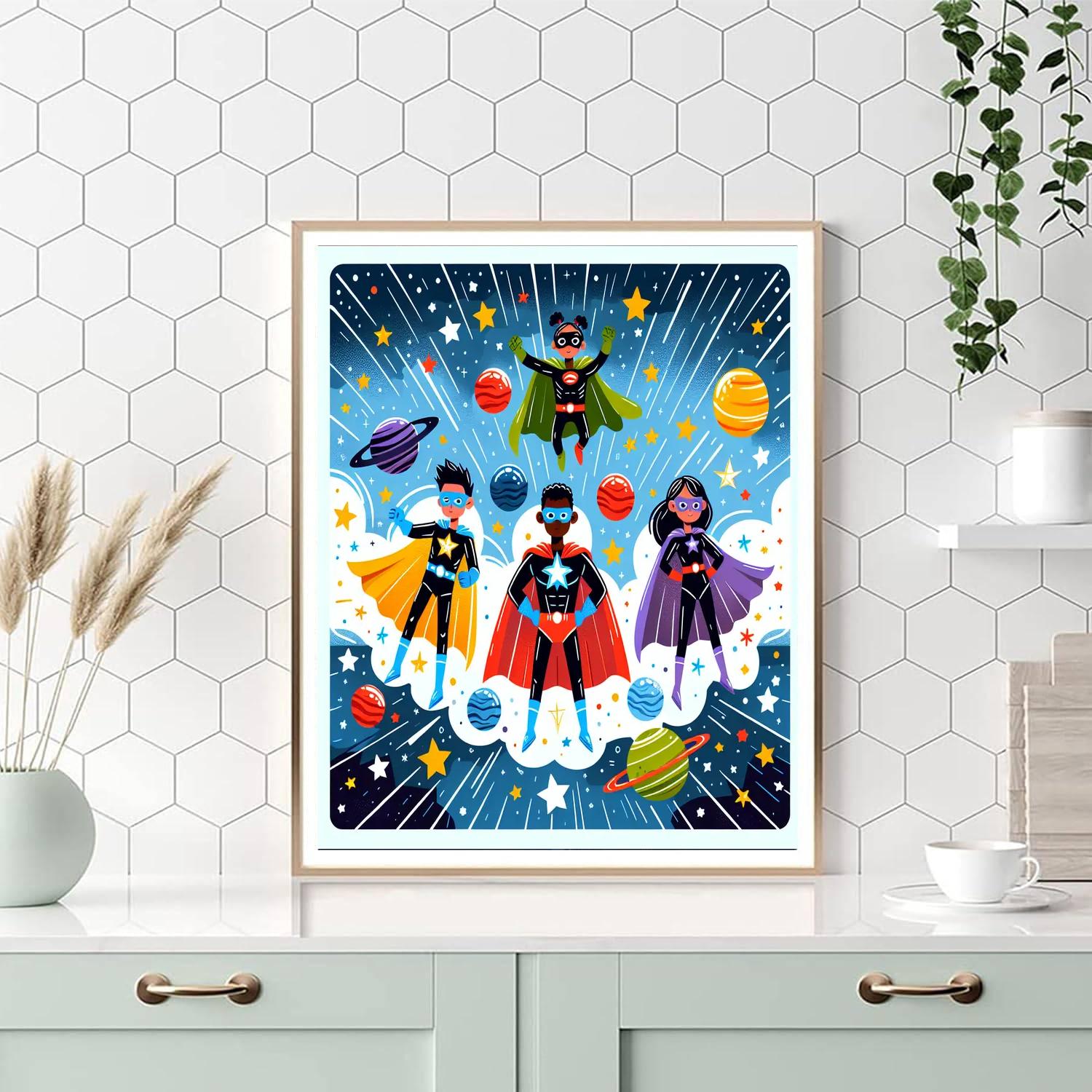 Cosmic Superheroes Unite Numbered Painting Kits