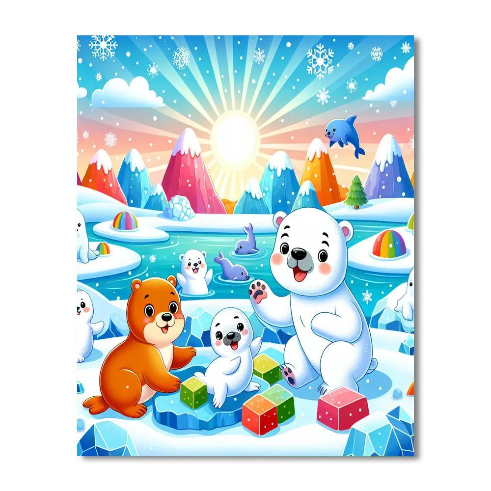 Playful Polar Adventure Paint By Numbers