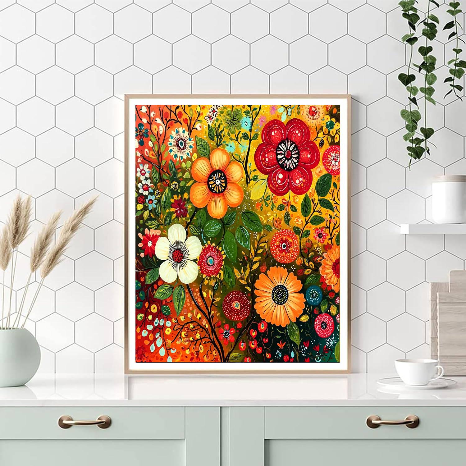 Frida Kahlo Inspired Cultural Blossoms  Paint By Color