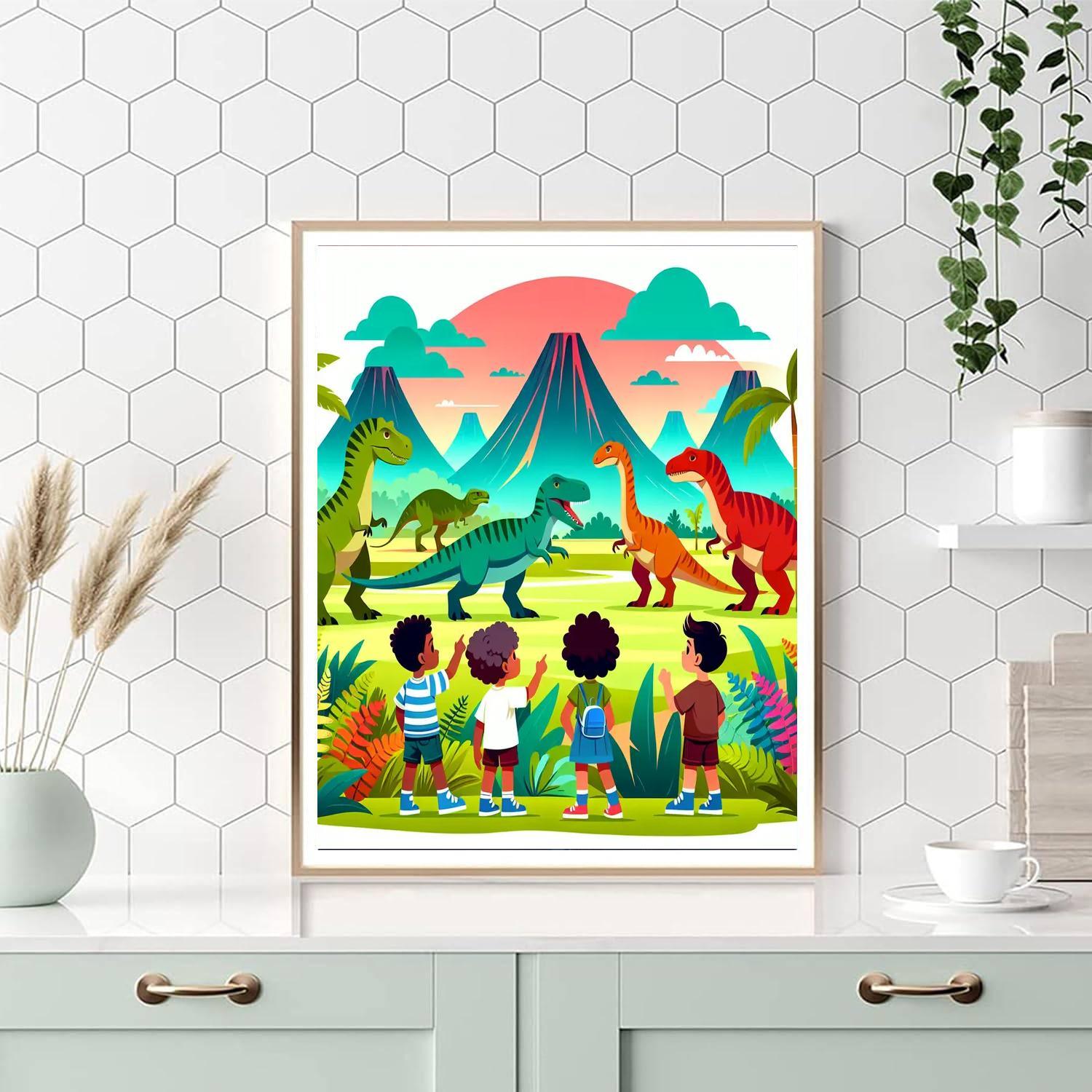 Dino Time Travelers Number Painting