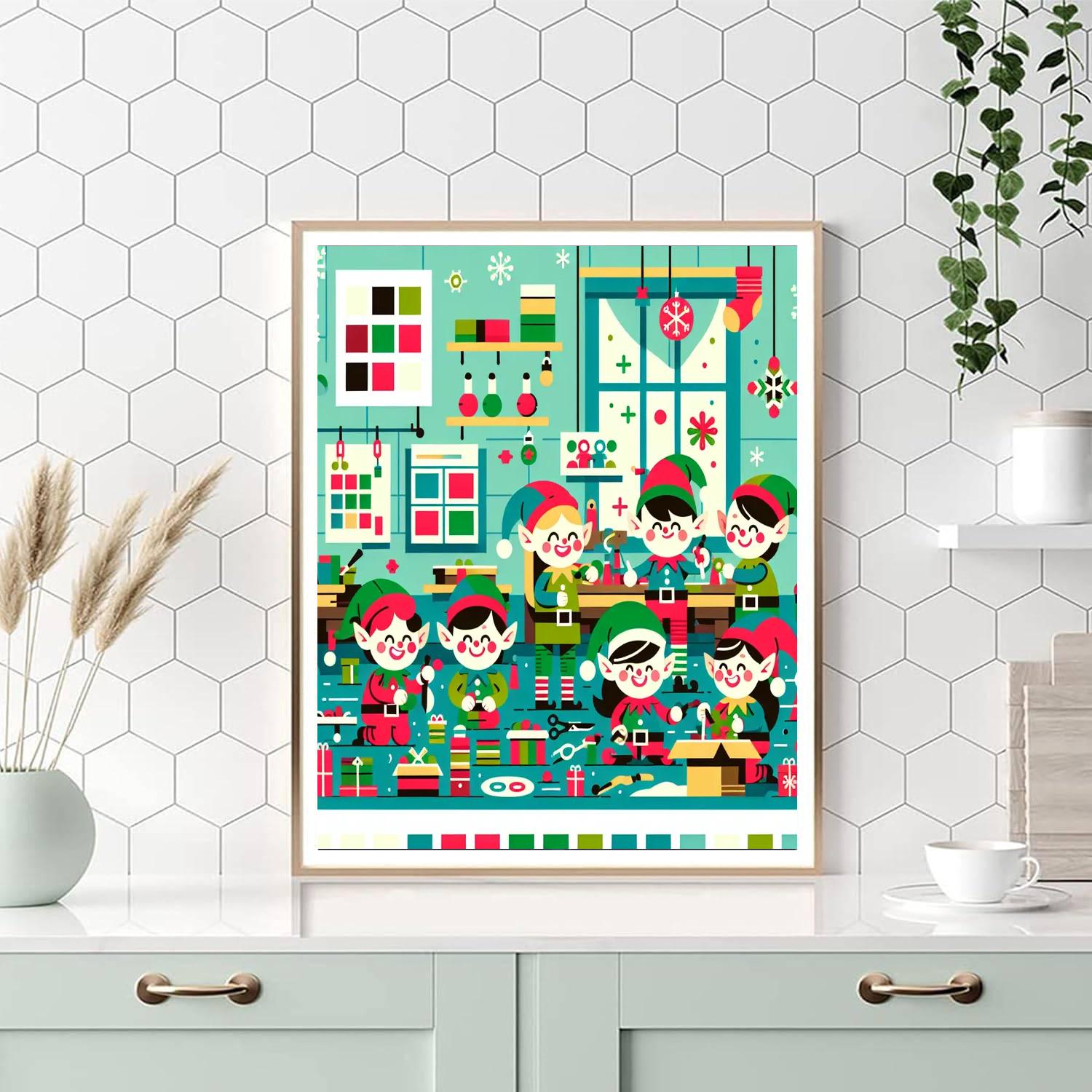 Christmas Elf Workshop Number Painting