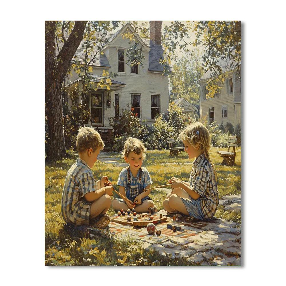 Norman Rockwell Inspired Whimsical Childhood Memories  Paint By Numbers