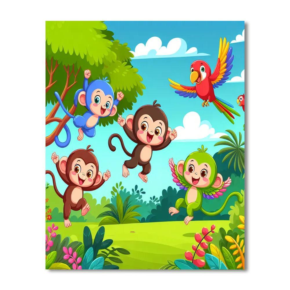Curious Creatures Of The Jungle Painting Number Kit