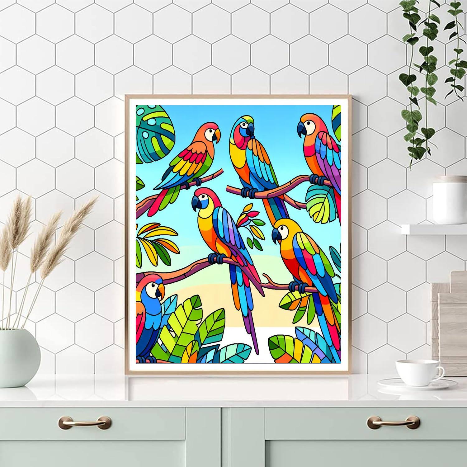 Playful Parrots DIY Paint By Numbers