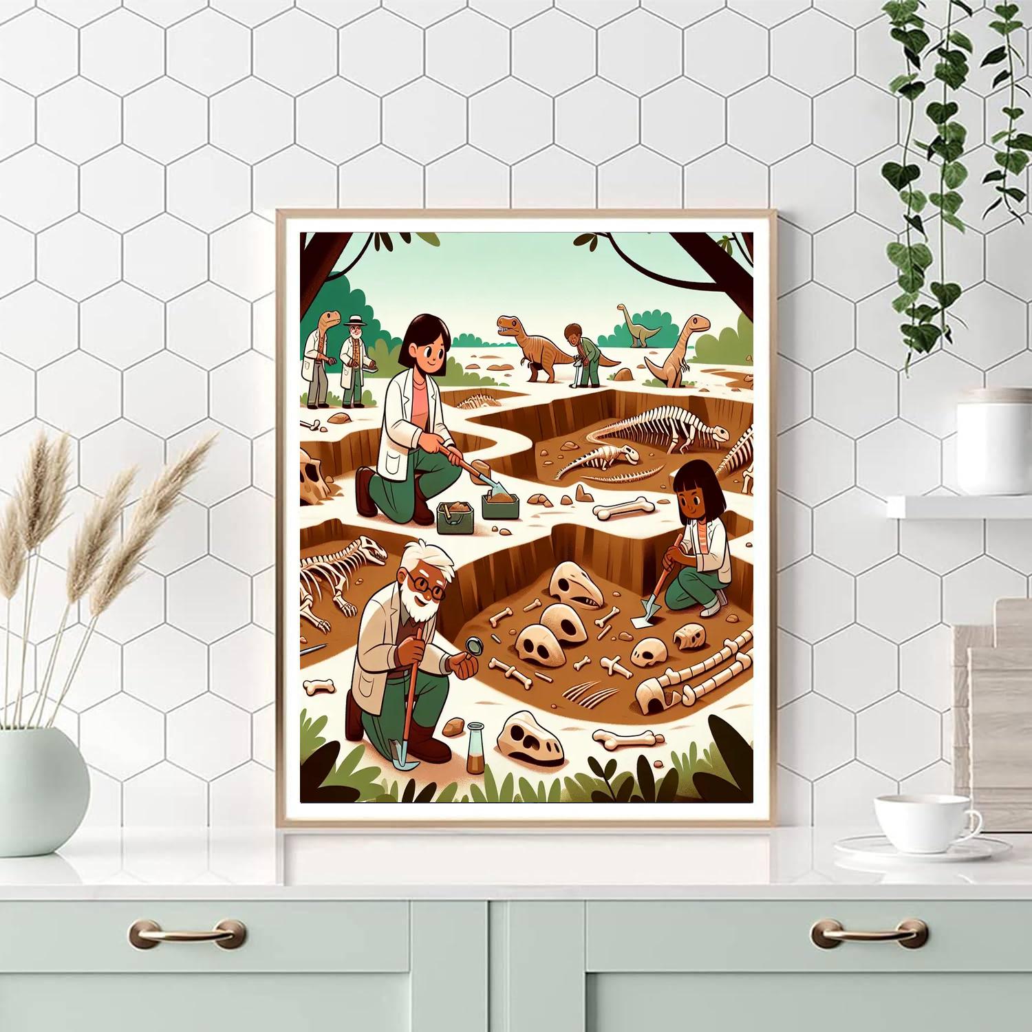 Dynamic Dinosaur Dig Paint By Numbers Art