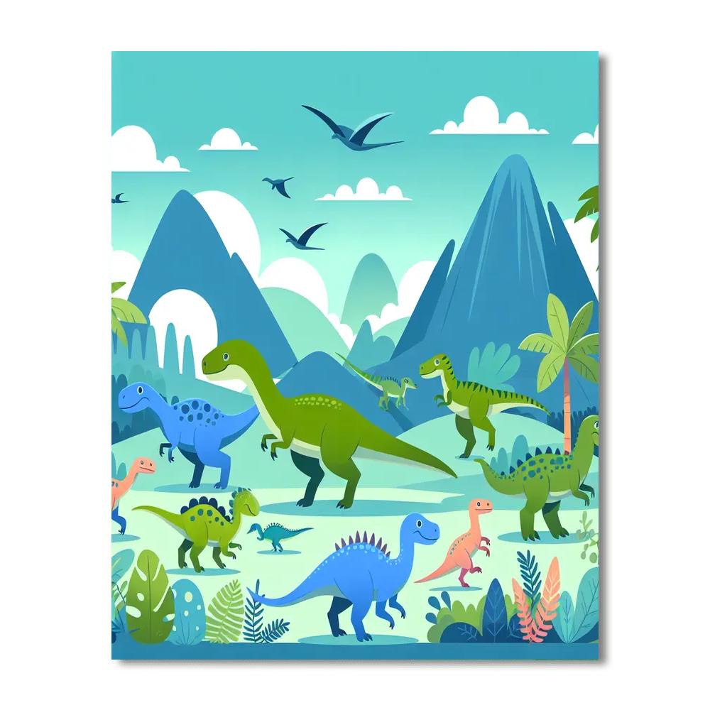 Prehistoric Dinosaur Expedition Paint By Numbers Art