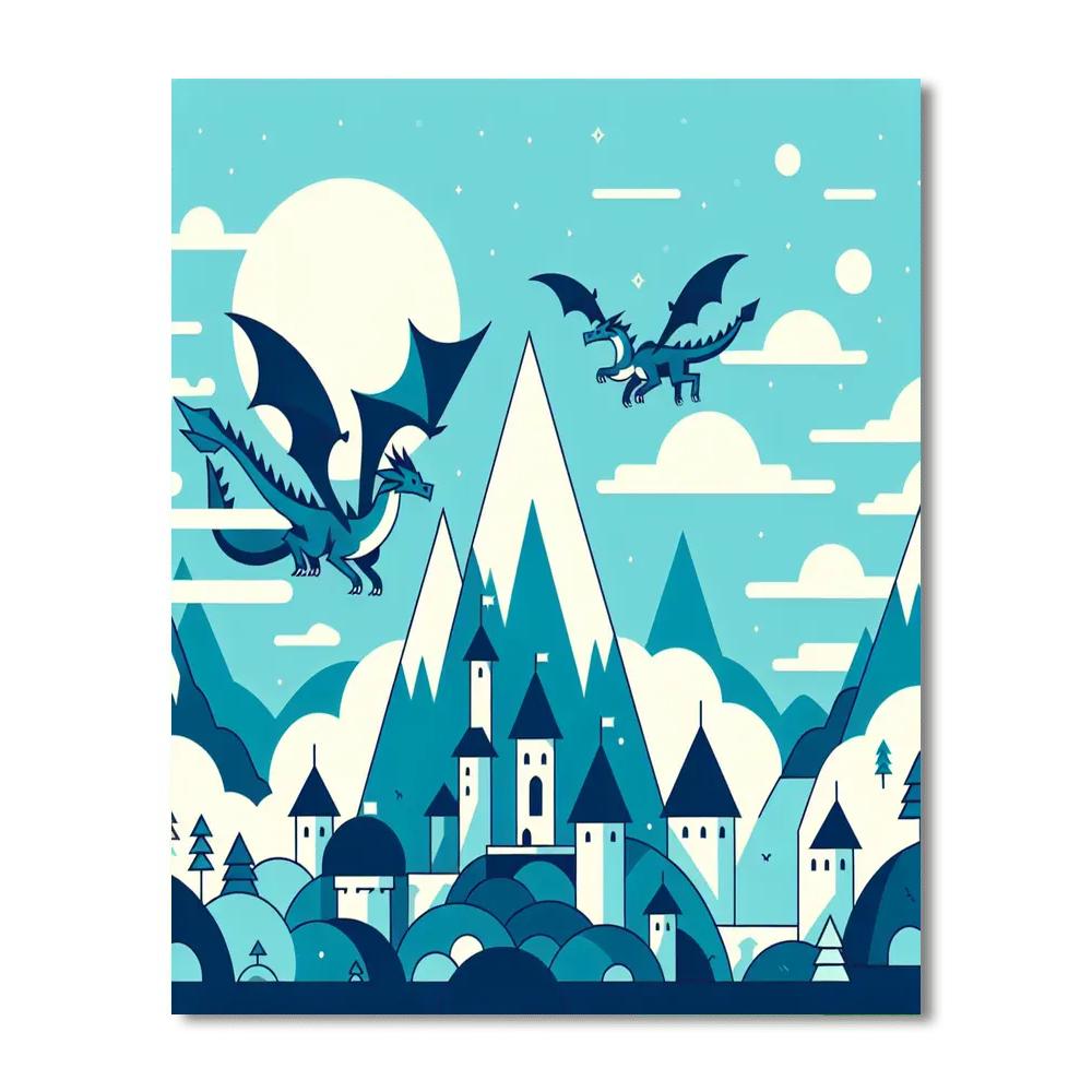 Mystical Mountain Dragons Paint By Numbers Art