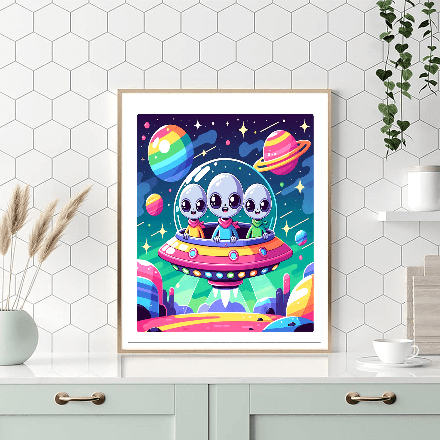 Friendly Alien Visit DIY Paint By Numbers