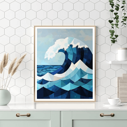 Hokusai Inspired Geometric Ocean Waves Paint By Numbers Kits