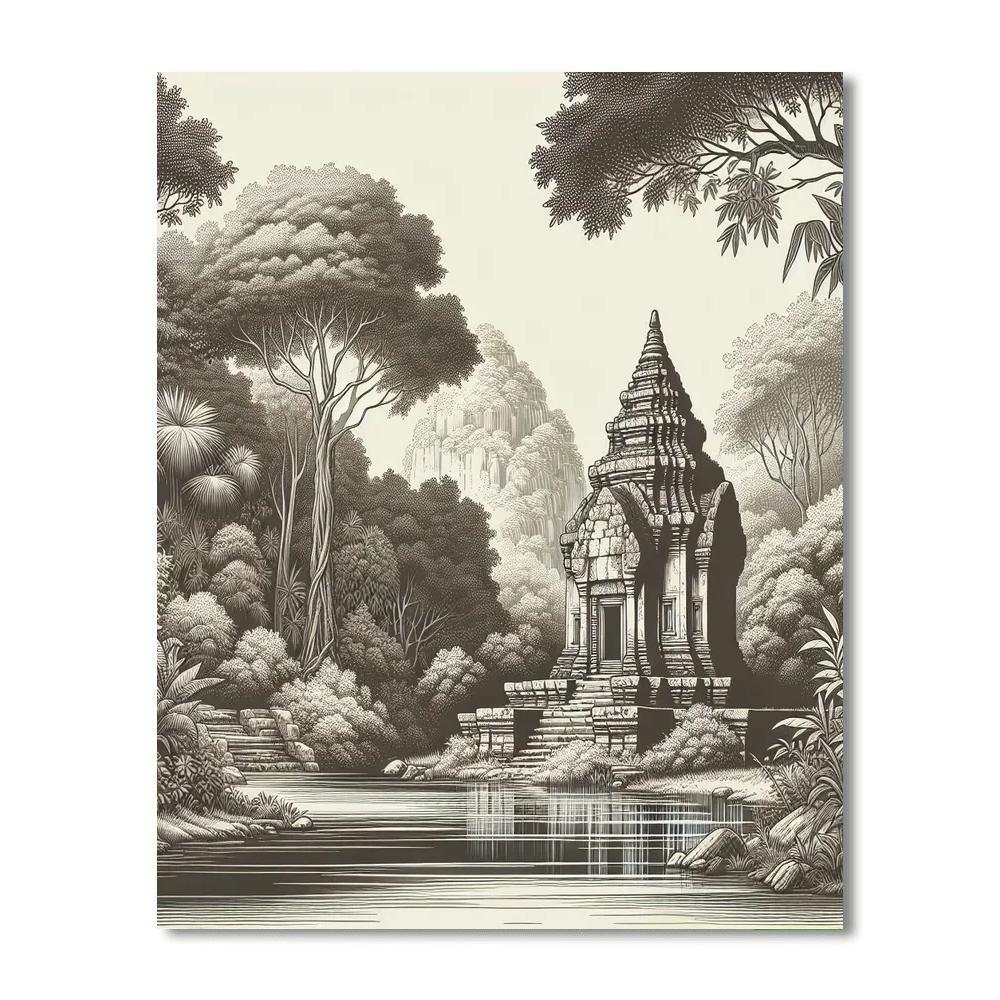 Ancient Temple Retreat Paint By Numbers Art