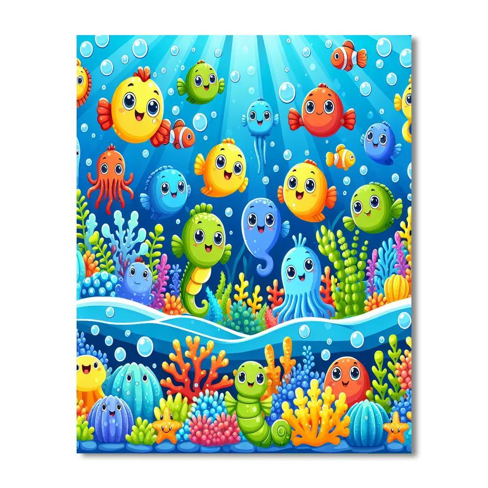 Cute Sea Creatures Painting Number Kit