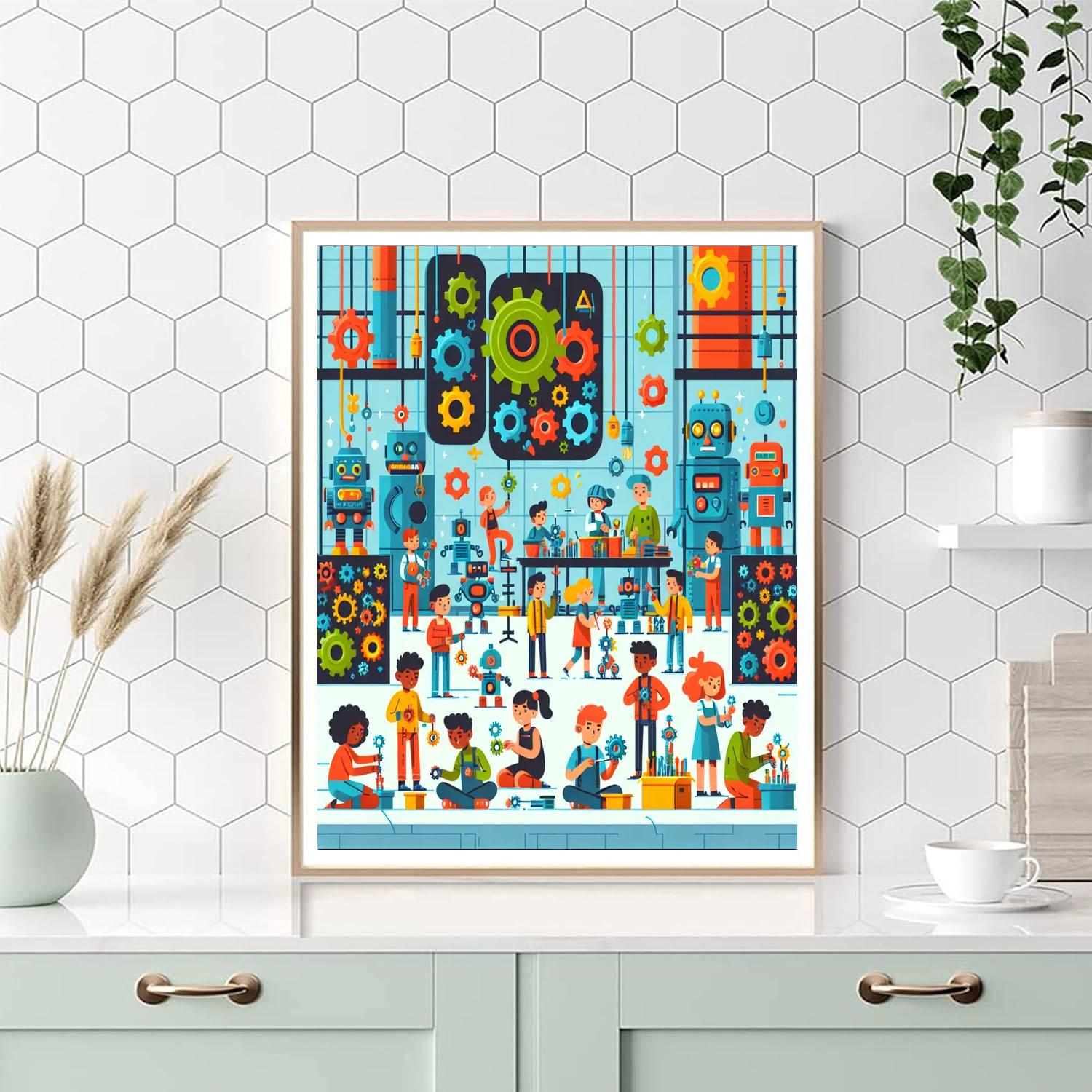 Robot Factory Adventure Painting Number Kit
